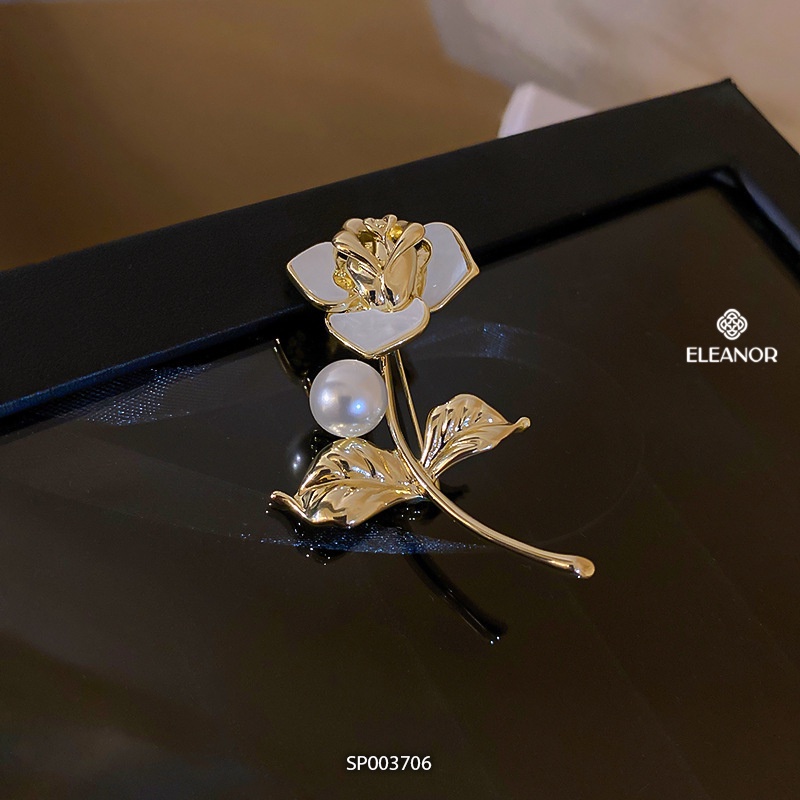 Ghim cài áo nam nữ Eleanor Accessories hình hoa ngọc trai nhân tạo phụ kiện thời trang 3706