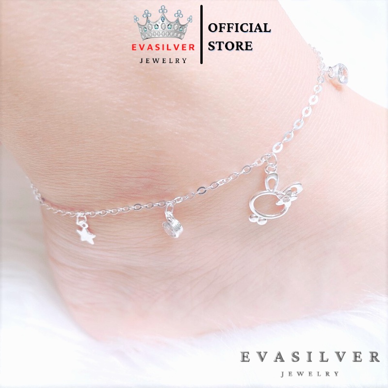 Lắc chân thỏ ngọc Evasilver, Lắc chân nữ chất liệu bạc ta sang trọng nữ tính