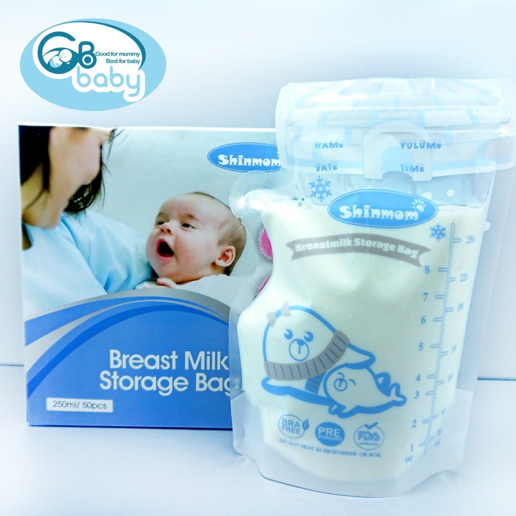 (Tách hộp) 10 túi trữ sữa mẹ 250ml SHINMOM S50V (Công nghệ Nhật)