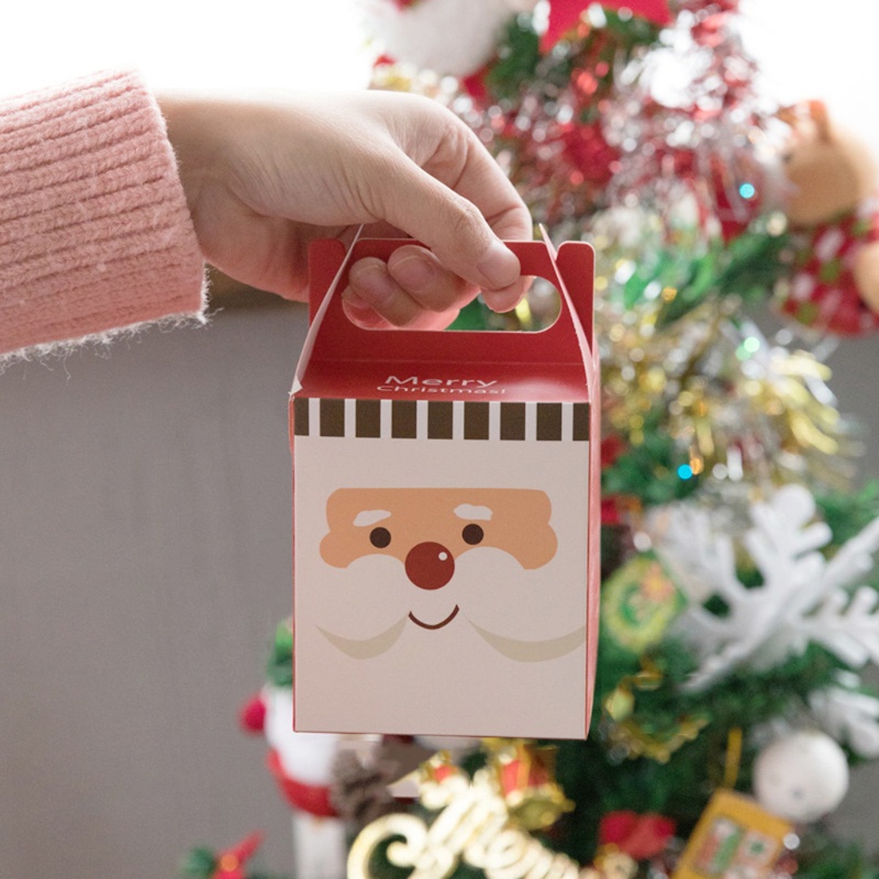 Hộp Giấy Đựng Quà Giáng Sinh Họa Tiết Ông Già Noel Tuần Lộc Chim Cánh Cụt Gấu Đáng Yêu
