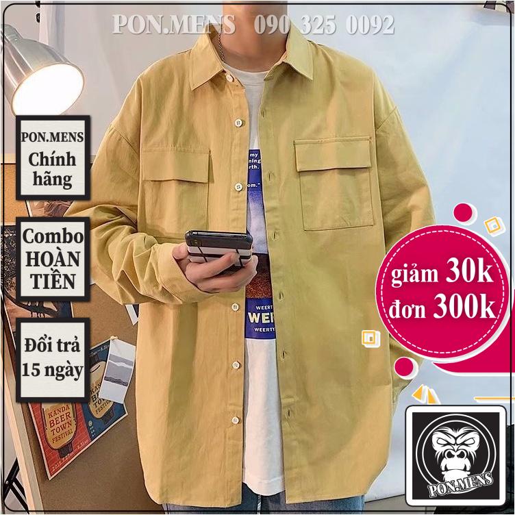 Áo sơ mi nam form rộng dài tay vải thô phong cách Hàn Quốc Quảng Châu hà nội hcm Pon.mens