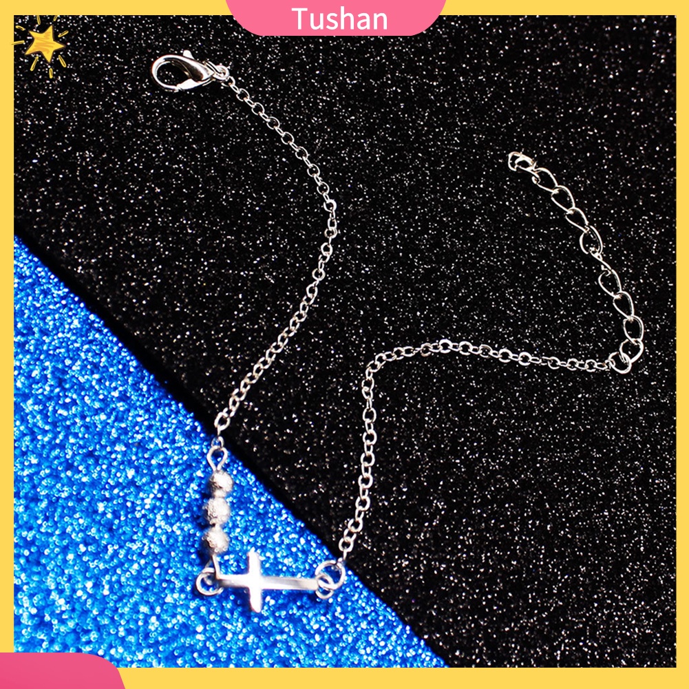 TUSH_Fashion Women Beaded Cross Charm Bracelet Chain Hand Jewelry Birthday Gifts