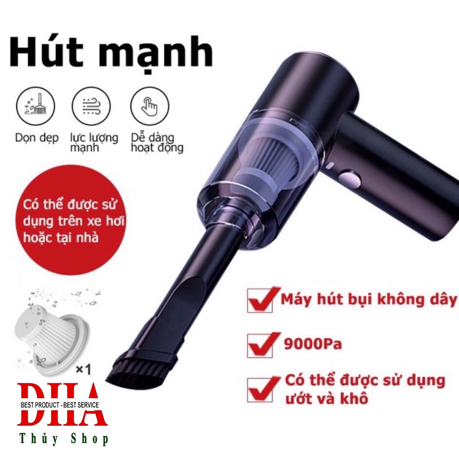 Máy hút bụi cầm tay mini không dây, Máy hút bụi xe ô tô, giường nệm, lông chó mèo đa chức năng siêu tiện lợi