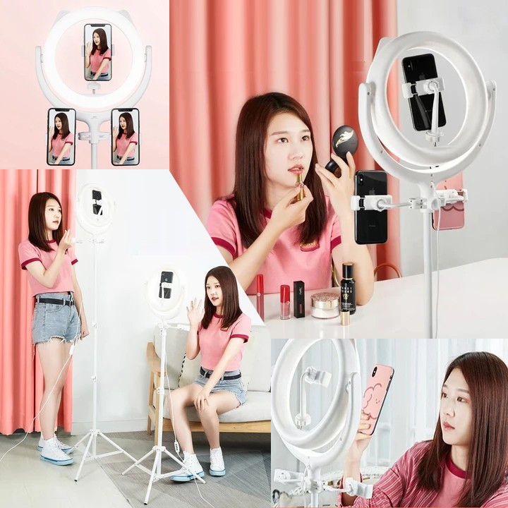 Bộ Chân và đèn LED Livestream Remax CK-01 tích hợp 3 kẹp điện thoại