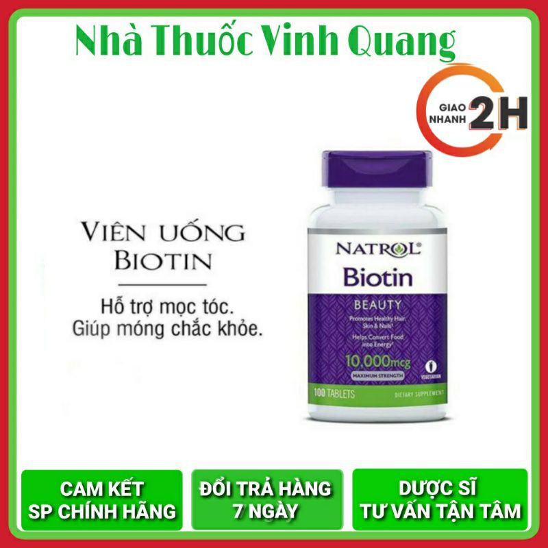 Viên Uống Natrol Biotin 10000 Mcg Của Mỹ 100 Viên [ Uy Tín+Chính Hãng]