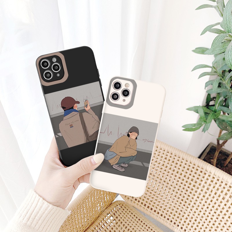 Ốp điện thoại viền vuông chống sốc ngộ nghĩnh hài hước hoạt hình cặp đôi dễ thương đẹp ốp iPhone13/12/11/Pro/Promax/X/XR