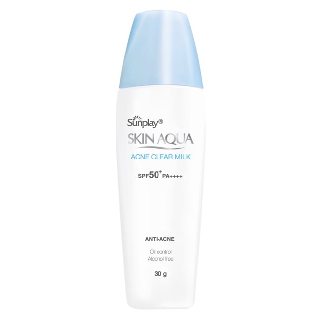 . Kem chống nắng Sunplay Skin Aqua Acnes Clear Milk SPF50 PA+++,nắp xanh