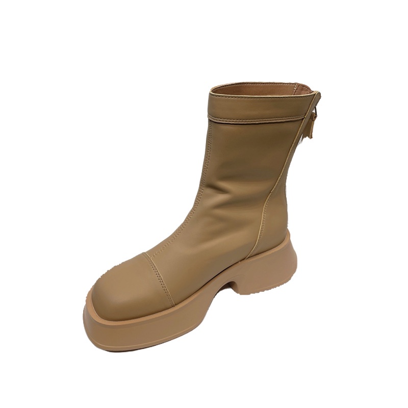 Giày bốt Martin IELGY da mềm đế dày khóa kéo sau phong cách Anh Quốc cho nữ