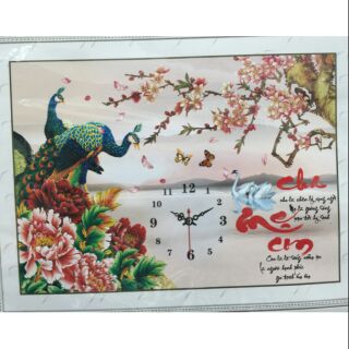 Tranh thêu đồng hồ 5d cha mẹ x8159