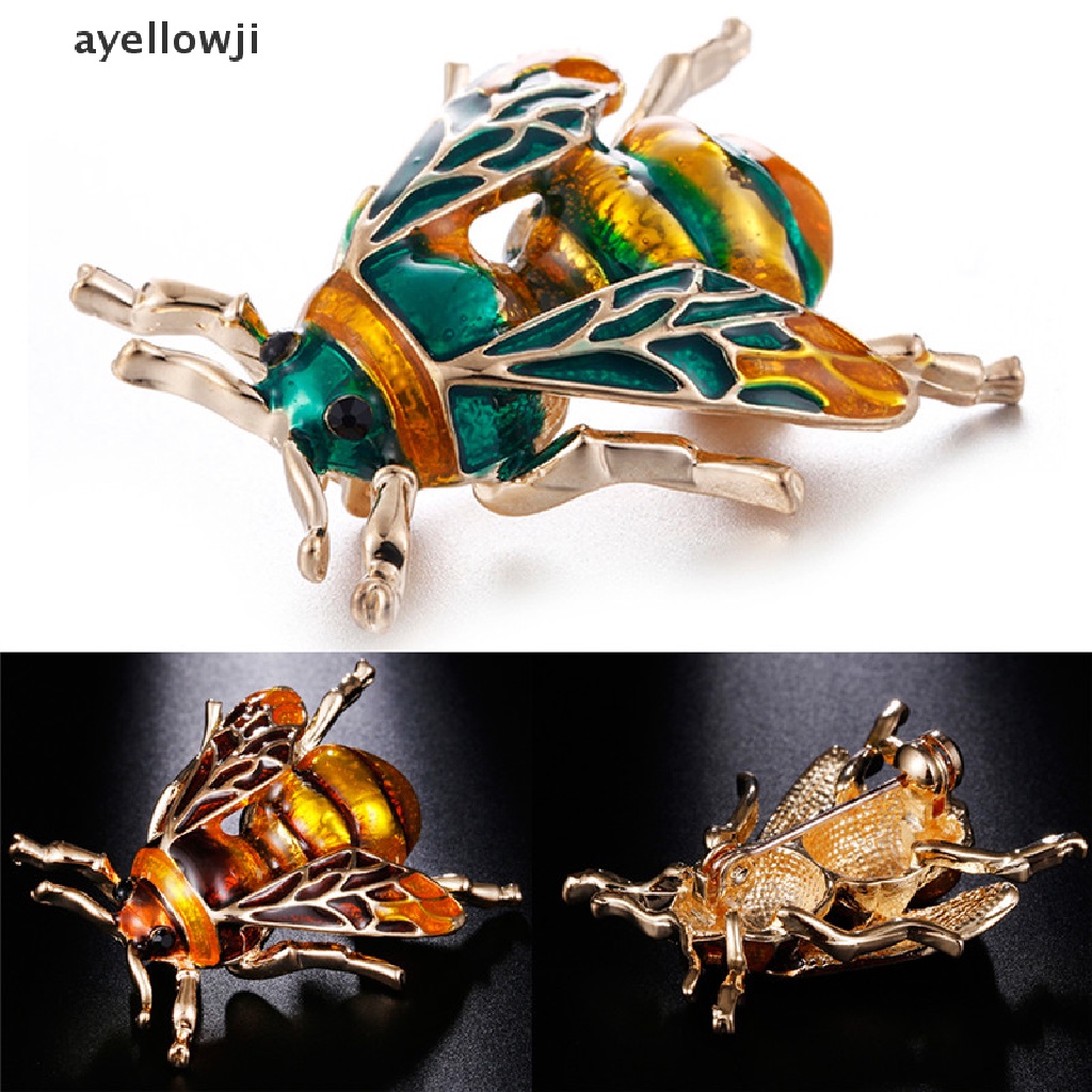 Ghim cài áo hình chú ong bằng kim loại tráng men phong cách vintage