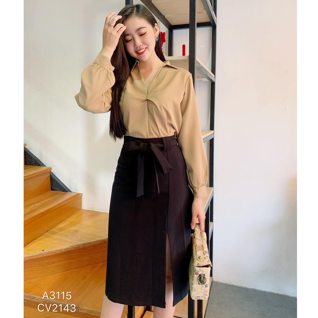 Áo sơ mi nữ xoắn ngực tay dài CHUU A5048 | BigBuy360 - bigbuy360.vn