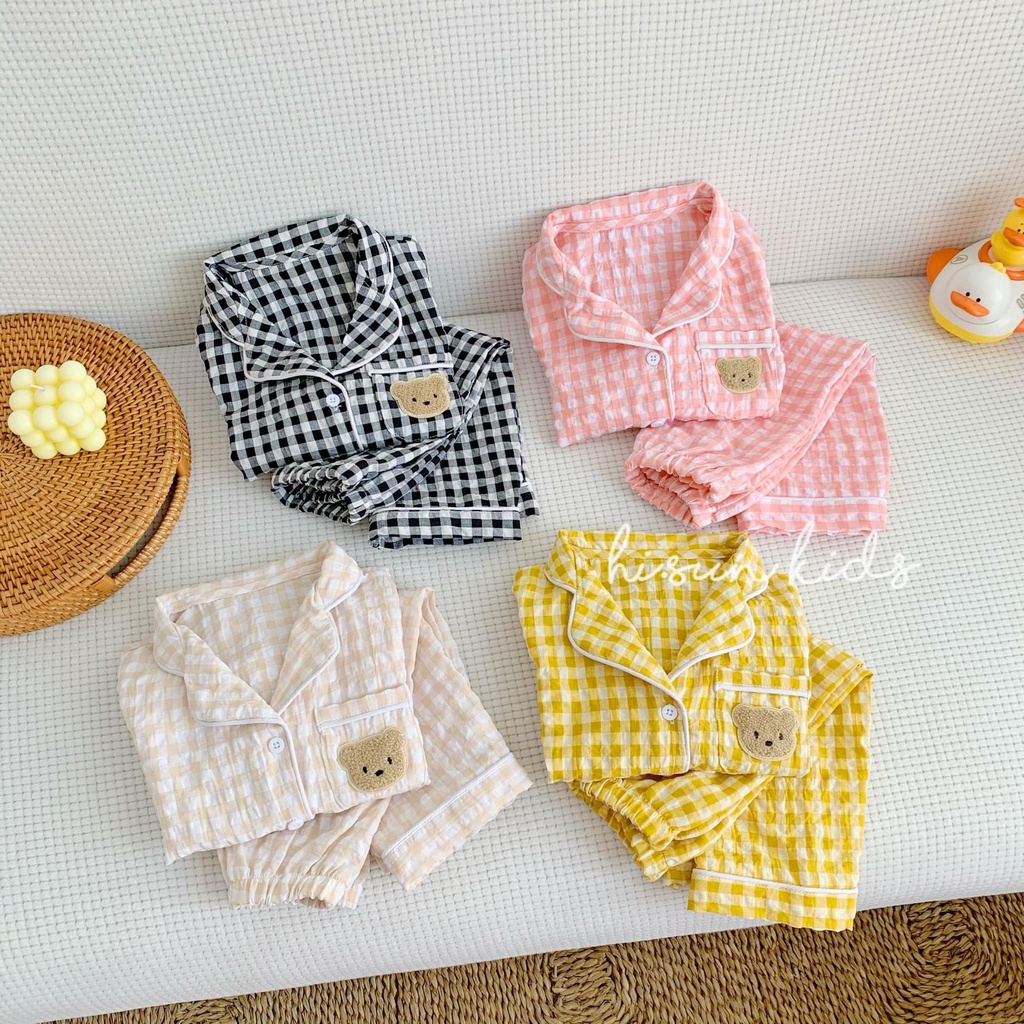 Đồ bộ cho bé trai, bé gái, bộ ngủ cho bé pyjama gấu xinh xắn đáng yêu
