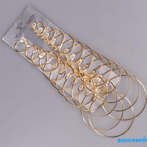 Bộ 12 đôi khuyên tai tròn thời trang độc đáo