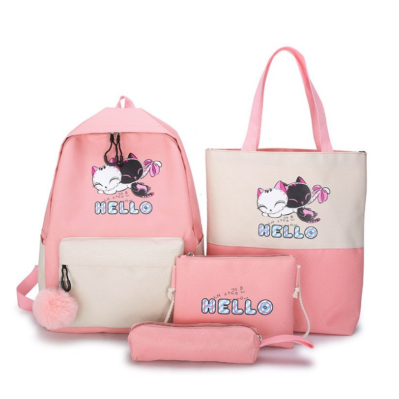 Set 4 Món Balo kèm túi ví thời trang - HELLO 2 MÈO