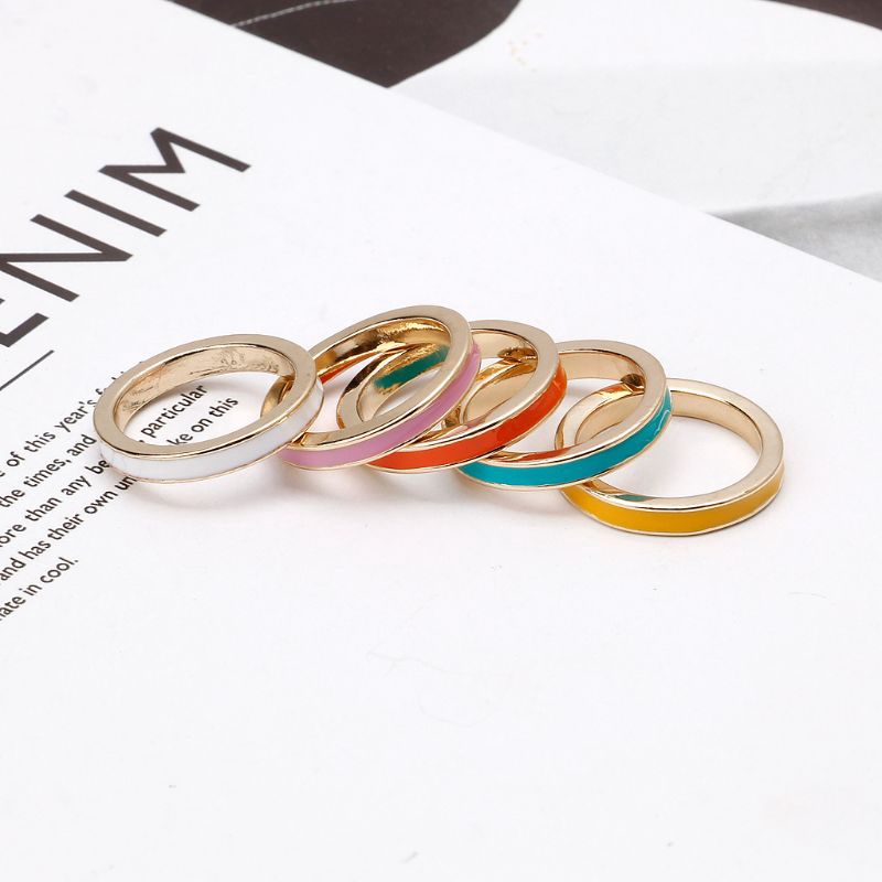 Chiếc nhẫn bản ARIN tráng men màu trắng/hồng/vàng thời trang cho nữ