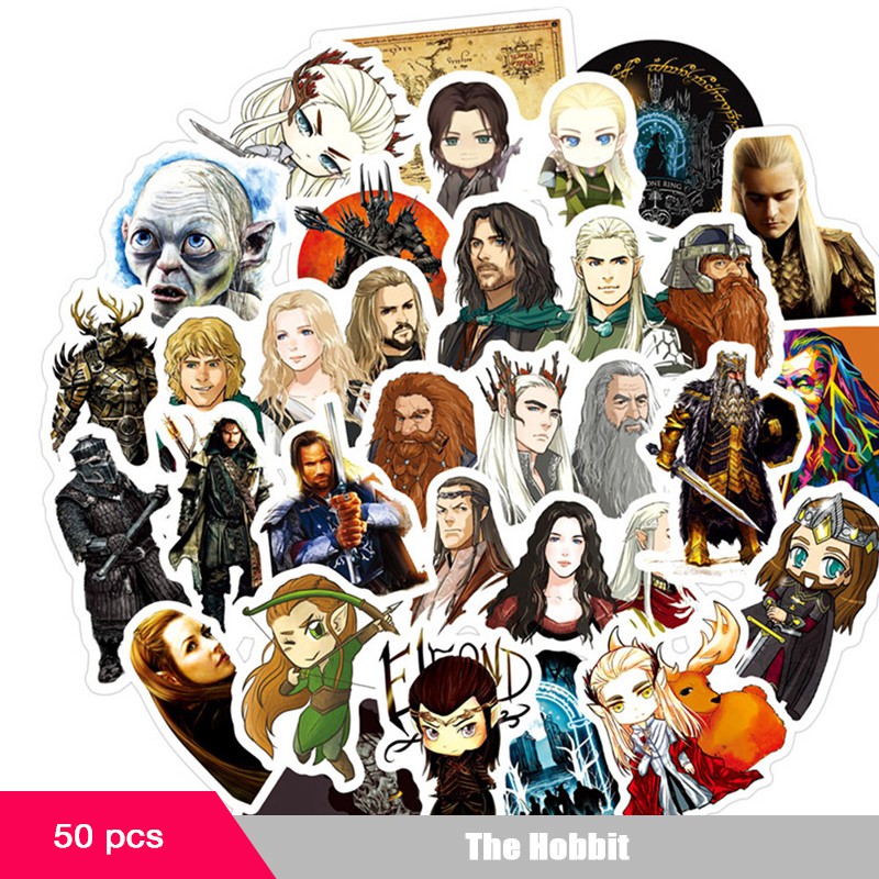 Set 50 miếng sticker The Hobbit dán trang trí chống thấm độc đáo