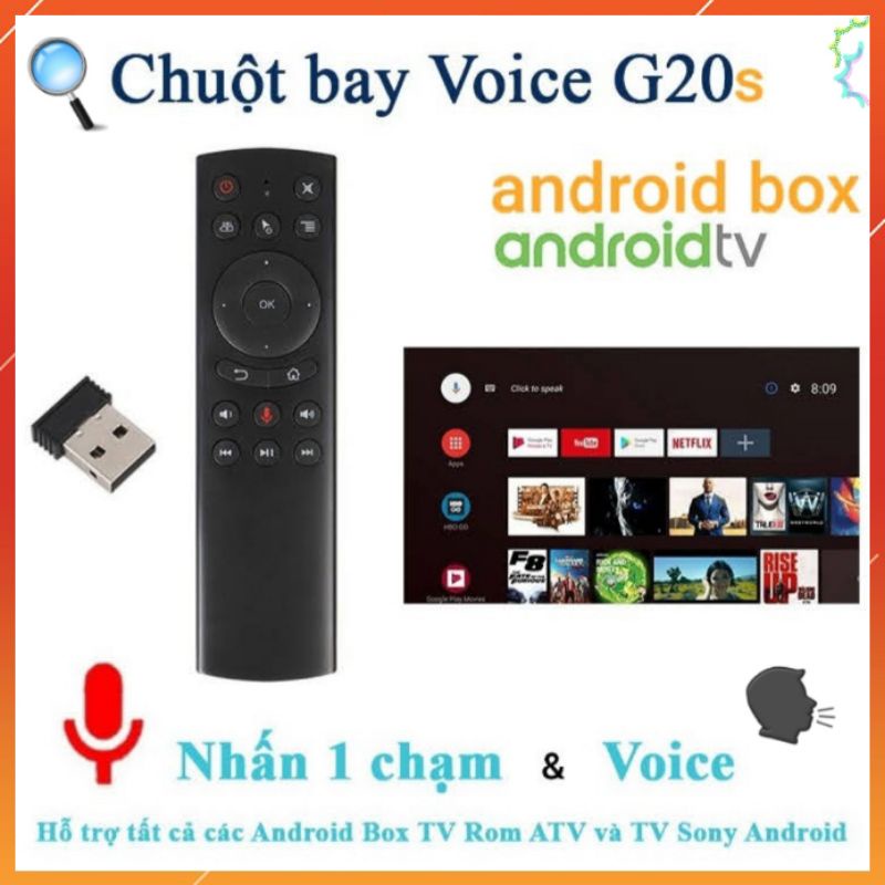 Điều khiển  tìm kiếm giọng nói, chuột bay, bàn phím VINABOX KM950V và Remote Voice G20s