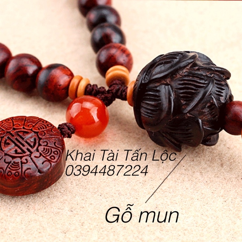 Vòng chuỗi gỗ trắc và Bồ đề hoa sen đeo cổ , đeo tay treo điện thoại