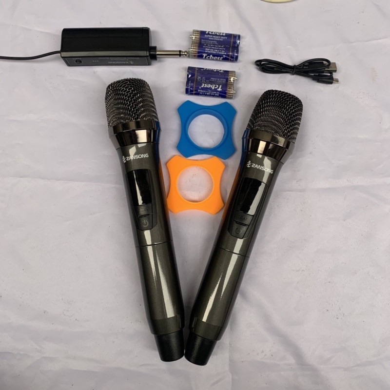 Bộ Mic Hát Karaoke Gia Đình Kèm+Thu Âm Livestream Cực Hay MIXER M4 Plus 2022-Mic Đôi ZANSONG V28 K Dây bảo hành 1 Năm
