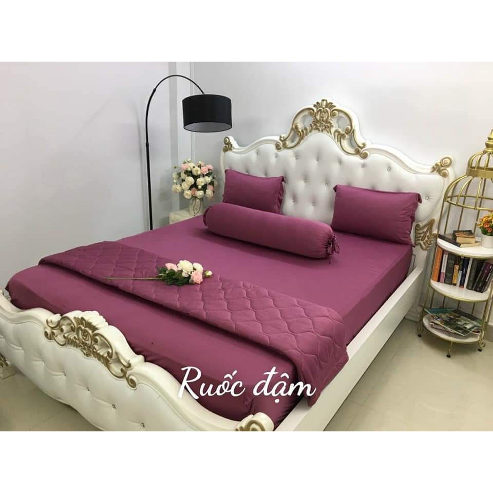 Bộ ga giường thun lạnh Hàn Quốc màu xám, màu hồng, màu đỏ Xưởng Ga Gối Tuệ Mẫn - TM182 | BigBuy360 - bigbuy360.vn