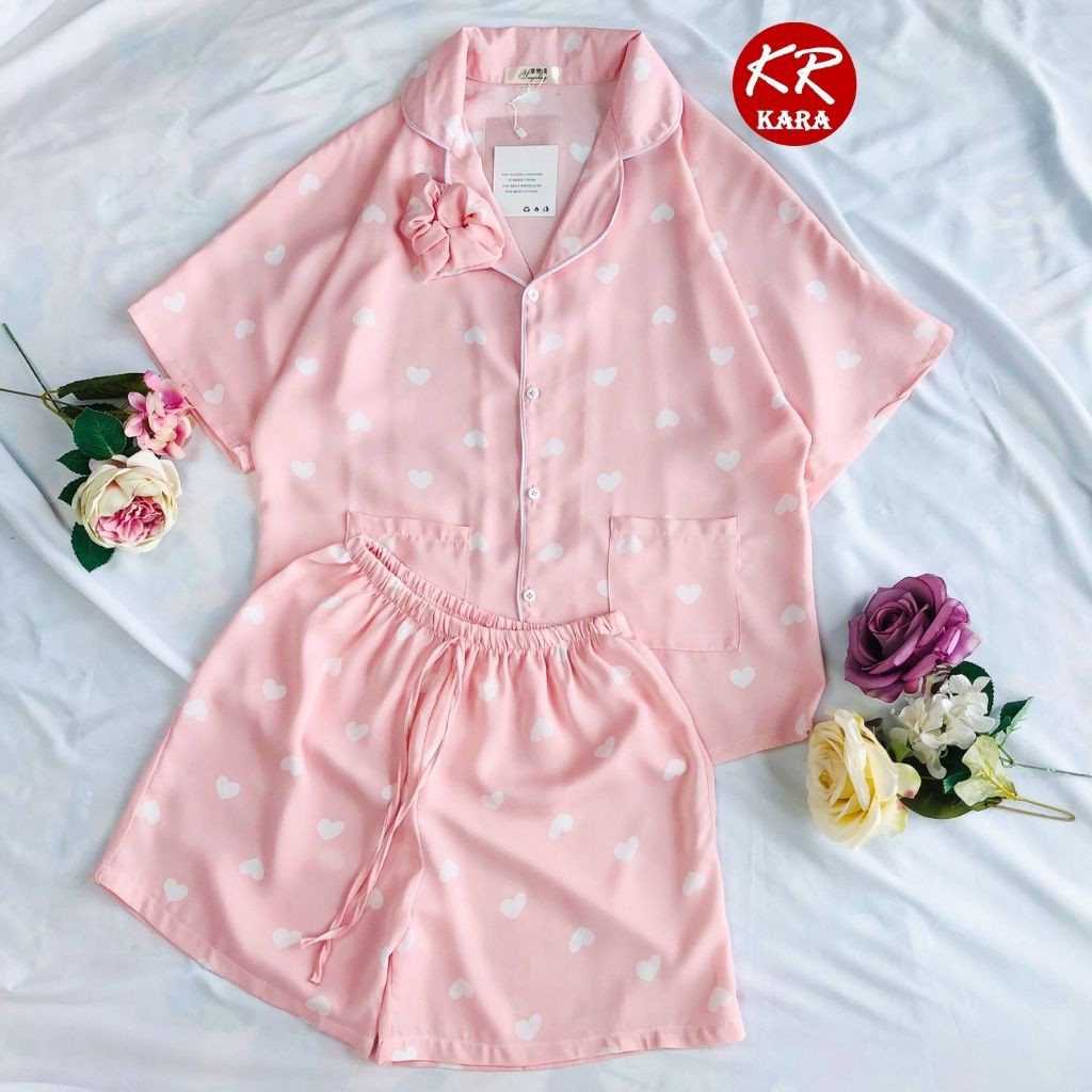 (Cam kết loại 1) Đồ ngủ Pyjama lụa mango họa tiết cánh dơi  KS02- Free size dưới 65kg, Lụa mango thoáng mát- KARA 02