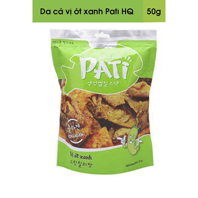 ( combo 2gói)Da cá vị trứng muối, ớt xanh Pati HQ 50g