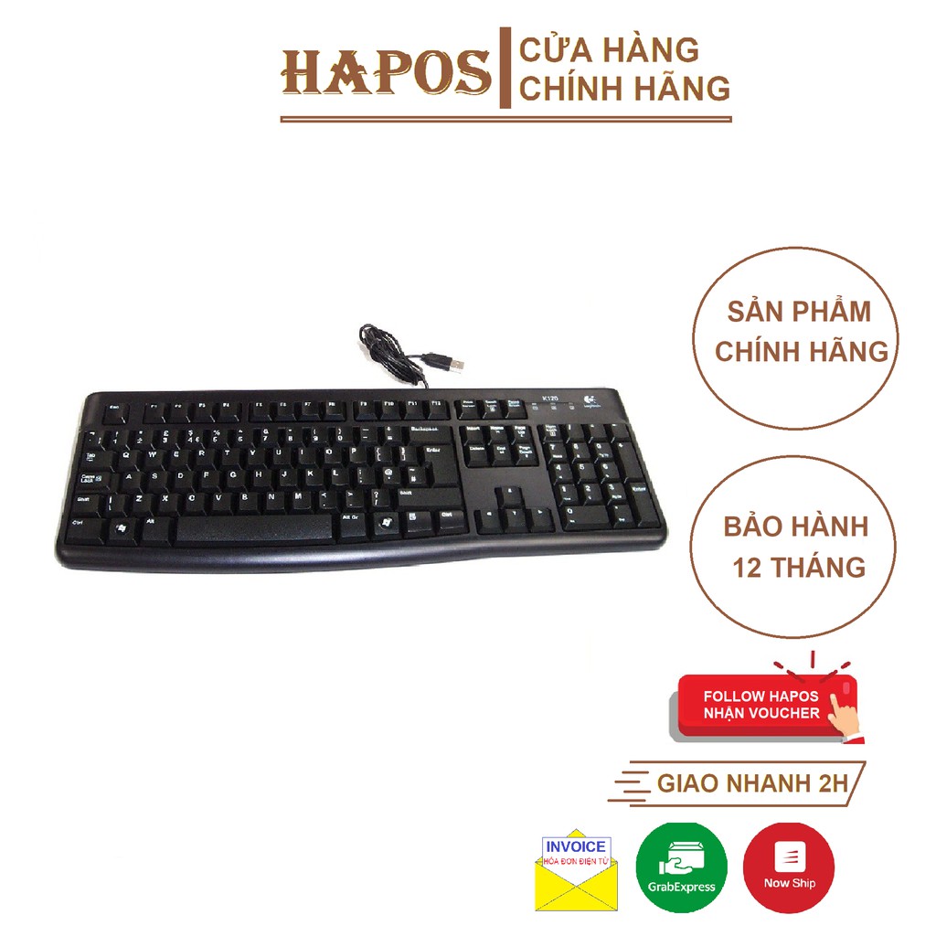 Bàn phím có dây Logitech K120 Đen - Hãng phân phối chính thức