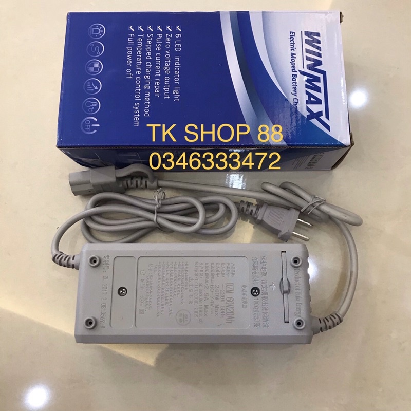 Sạc xe điện 60v-20ah chống phồng bình WINMAX bản cao cấp 6 đèn