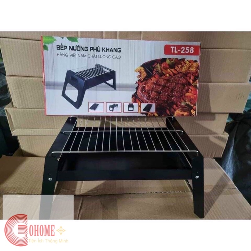 Bếp Nuớng Than Hoa BBQ Ngoài Trời Inox Không Khói Có Thể Gấp Gọn sơn tĩnh điện cao cấp