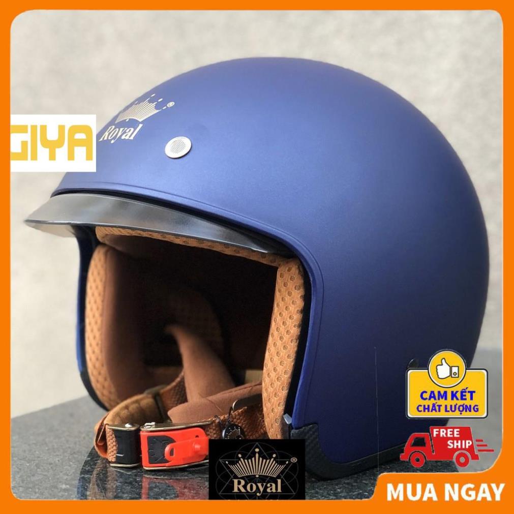 Nón bảo hiểm 3/4 đầu kính âm Royal M139 xanh mực nhám