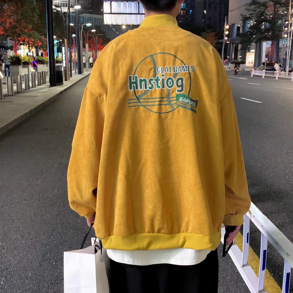 Áo Khoác Bóng Chày Vải Nhung Thêu Họa Tiết Phong Cách Âu Mỹ Thời Trang Cho Nam