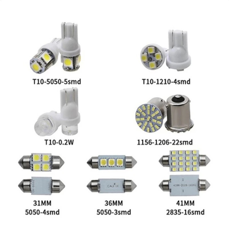 Bộ 14 Đèn LED Ánh Sáng Trắng 1157 T10 31 36mm Cho Xe Hơi