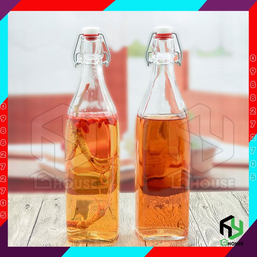 Chai thủy tinh đựng nước ép, chai thủy tinh làm kombucha nắp cài đủ size, nhập khẩu Ý - BORMIOLI ROCCO