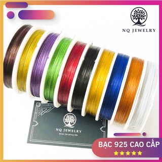 Cuộn 50m dây cước kim loại bọc nhựa 0.4mm xỏ vòng (cước không co giãn)