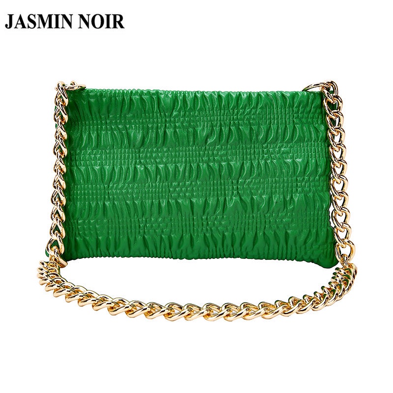 Túi Xách JASMIN NOIR Đeo Chéo Nắp Gập Phối Dây Xích Thời Trang Dành Cho Nữ