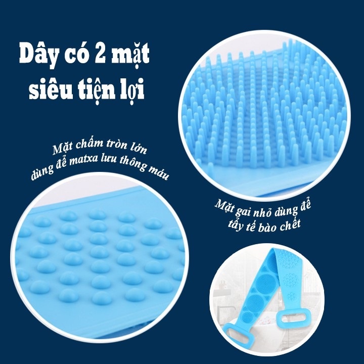 Dây Chà Lưng 2 mặt Bằng Silicone Giúp Thúc Đẩy Tuần Hoàn Máu Da Và Đẩy Nhanh Quá Trình Trao Đổi Chất