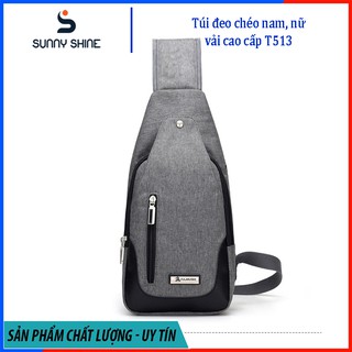 Túi đeo chéo nữ, nam tích hợp cổng kết nối USB, chất liệu vải canvas dày cao cấp, T513