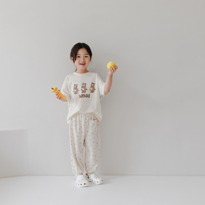 Áo Thun Cotton Tay Ngắn In Hình Gấu Dễ Thương Thời Trang Mùa Hè Cho Bé Trai + Gái