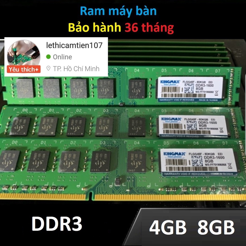 Ram máy tính bàn Kingmax ram DDR3 4GB DDR3 8GB bus 1333 1600 pc3-10600u pc3-12800u