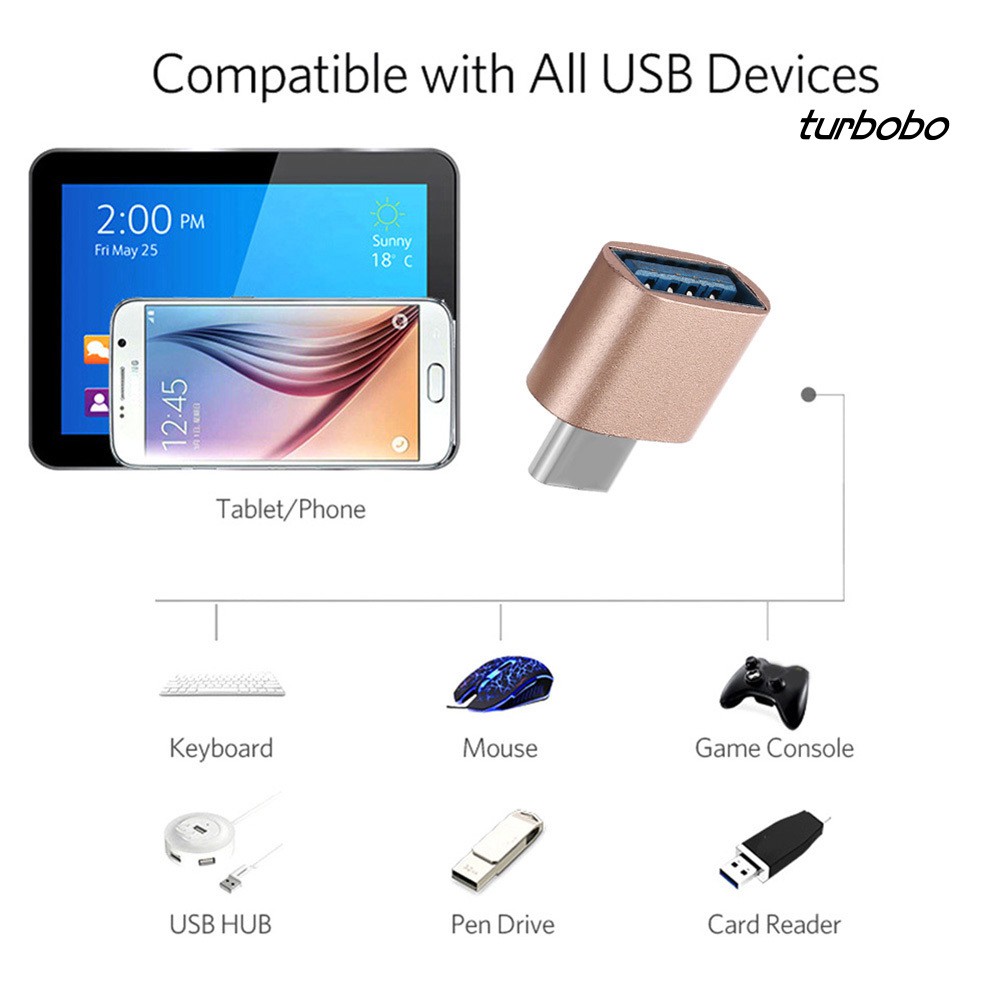 SJPJ_Portable Type-C Male to Female OTG Converter Adapter for Android Smartphones