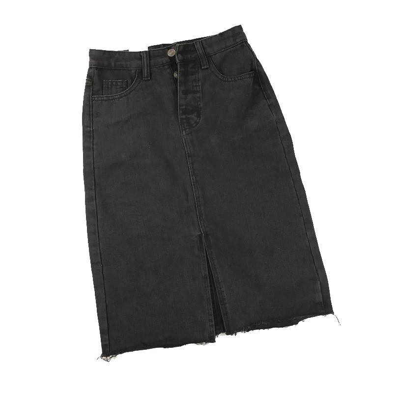 Chân váy jeans dài nhiều cúc MS1372