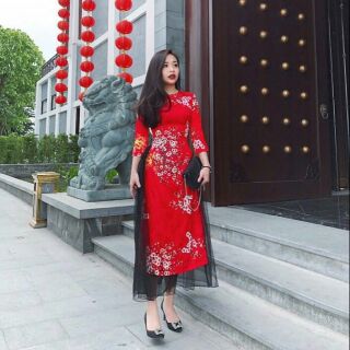 Set Áo dài+ chân váy diện Tết chất gấm chuẩn xịn hãng Topsho