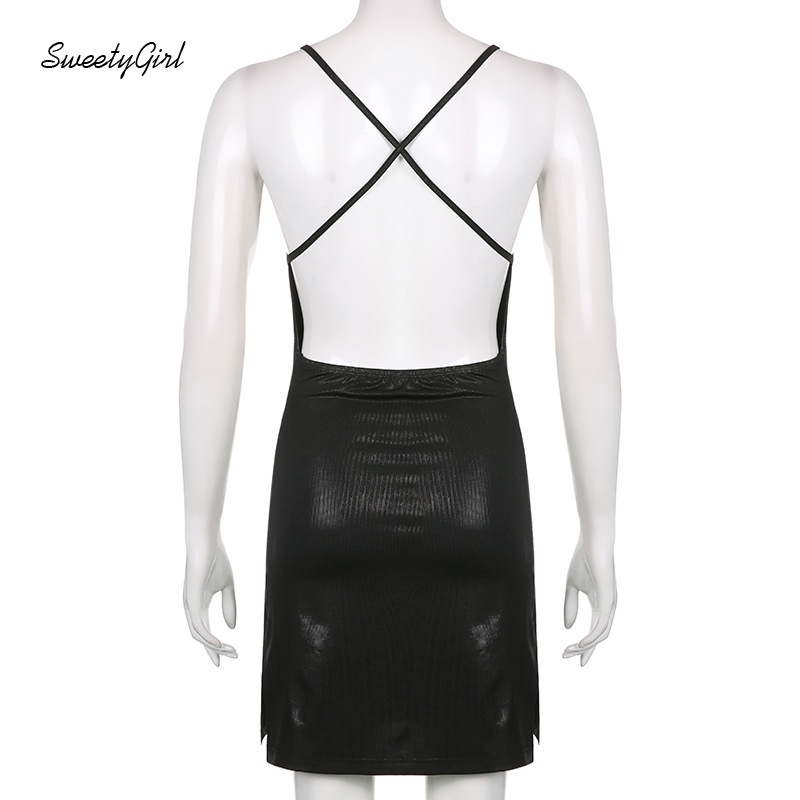 Đầm Hai Dây Mini Cổ Chữ V Màu Trơn Thời Trang 2022 Dành Cho Nữ