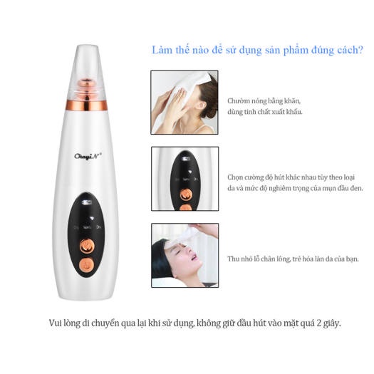 Máy hút mụn đầu đen - Hút mụn cám - Dụng cụ làm sạch lỗ chân lông, 6 đầu hút siêu mạnh, loại bỏ mụn đầu đen và bã nhờn