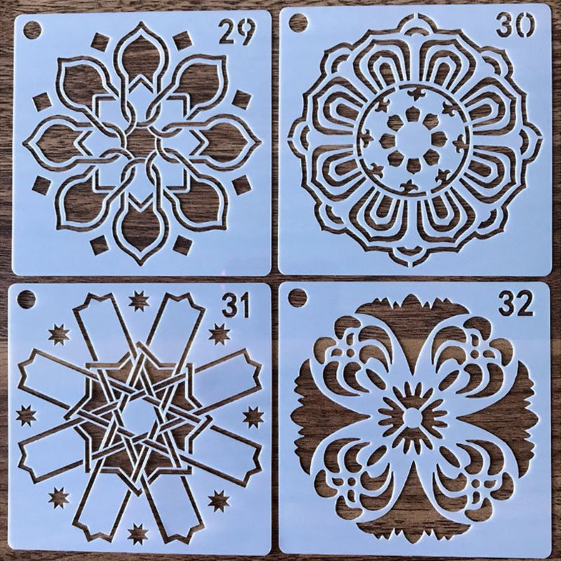 Bộ 36/56 khuôn họa tiết hoa mandala chuyên dụng cho vẽ tranh