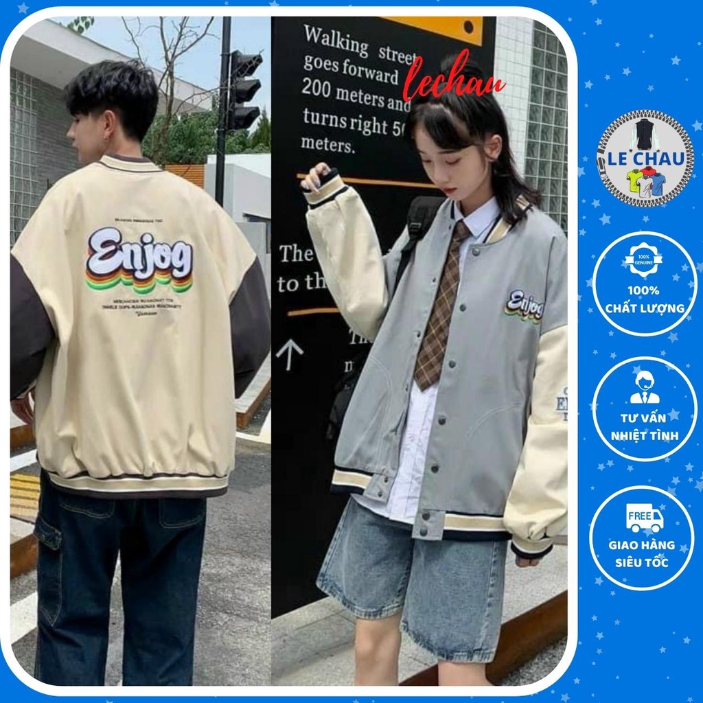 Áo khoác dù nhẹ bóng chày unisex form rộng AKD14 LECHAU vải nylon 2 lớp bền đẹp