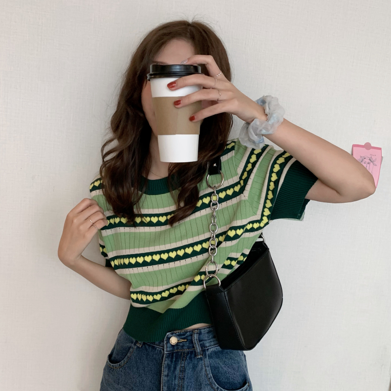 Áo dệt kim thiết kế màu xanh bơ phong cách mùa hè Hàn Quốc xinh xắn 17735 | BigBuy360 - bigbuy360.vn