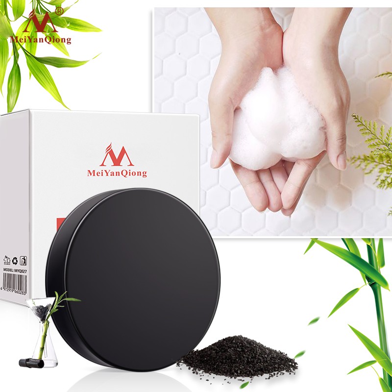 Face Set：MeiYanQiong Charcoal Blackhead  serum Control Handmade Soap + Facial Cleanser 40g+60g