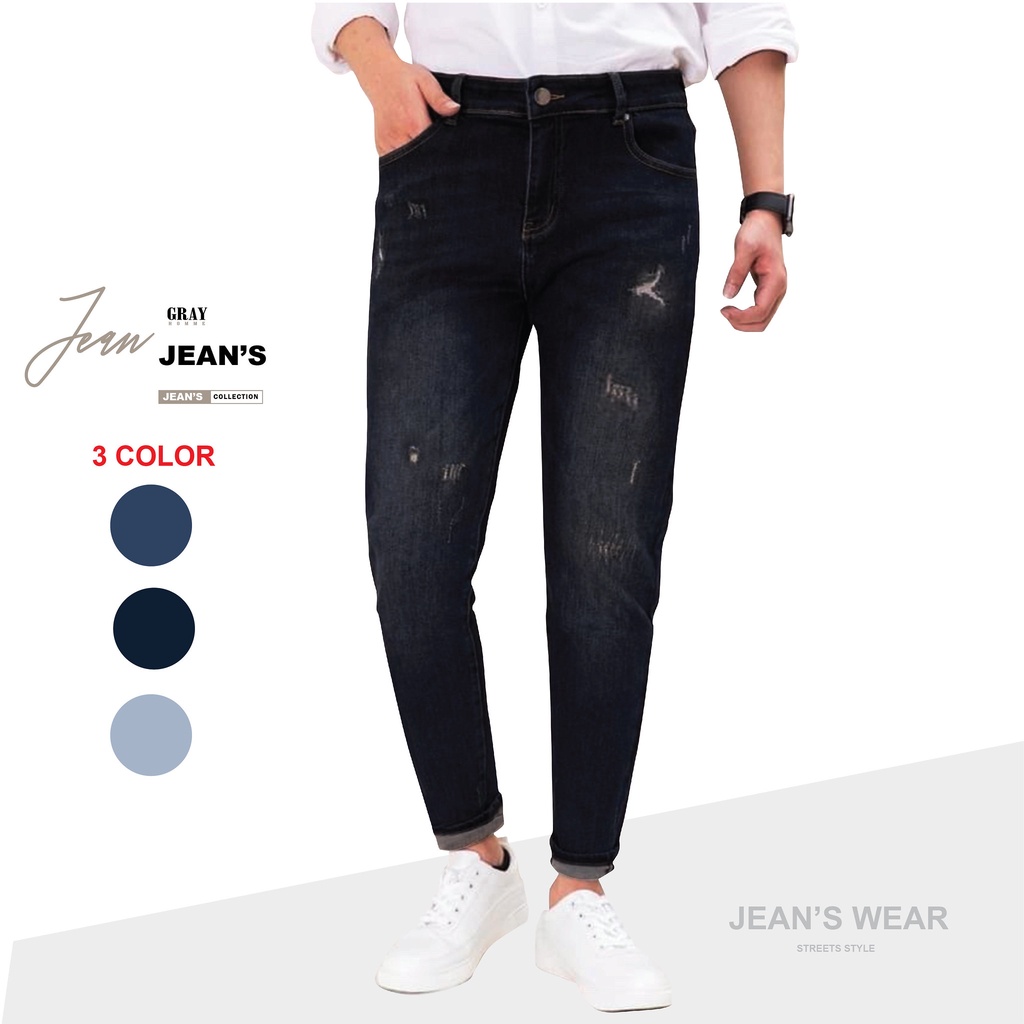 Quần jean Nam Rách Gối GRAYHOMME Chất Bò Co Dãn Thoải mái, nhiều mầu và nhiều kiểu rách