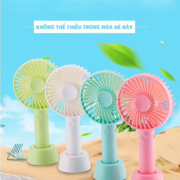 Quạt cầm tay mini 3 tốc độ gió kèm pin siêu mát có đế để bàn  đã kèm pin - Tphome
